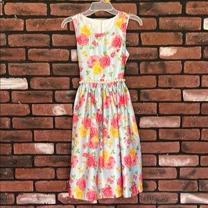 Floral Kids Dress in Pink and Yellow